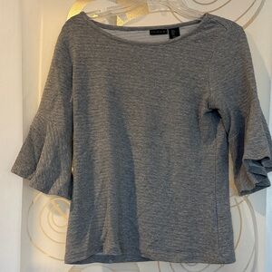 Tahari Heather Gray 3/4 Bell Sleeve Top - S